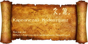 Kapronczai Modesztusz névjegykártya
